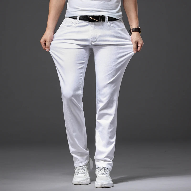 Jeans Blancs Slim Fit Homme Brother Wang - Confortables et Extensibles, Style Classique