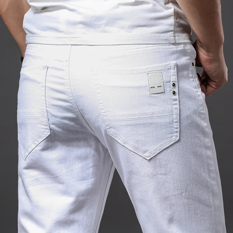Jeans Blancs Slim Fit Homme Brother Wang - Confortables et Extensibles, Style Classique