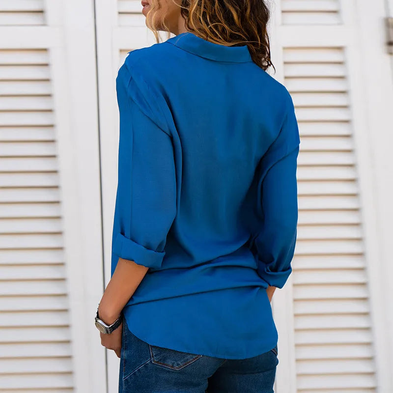 Chemise Femme à Rayures Color Block - Manches Longues Boutonnées