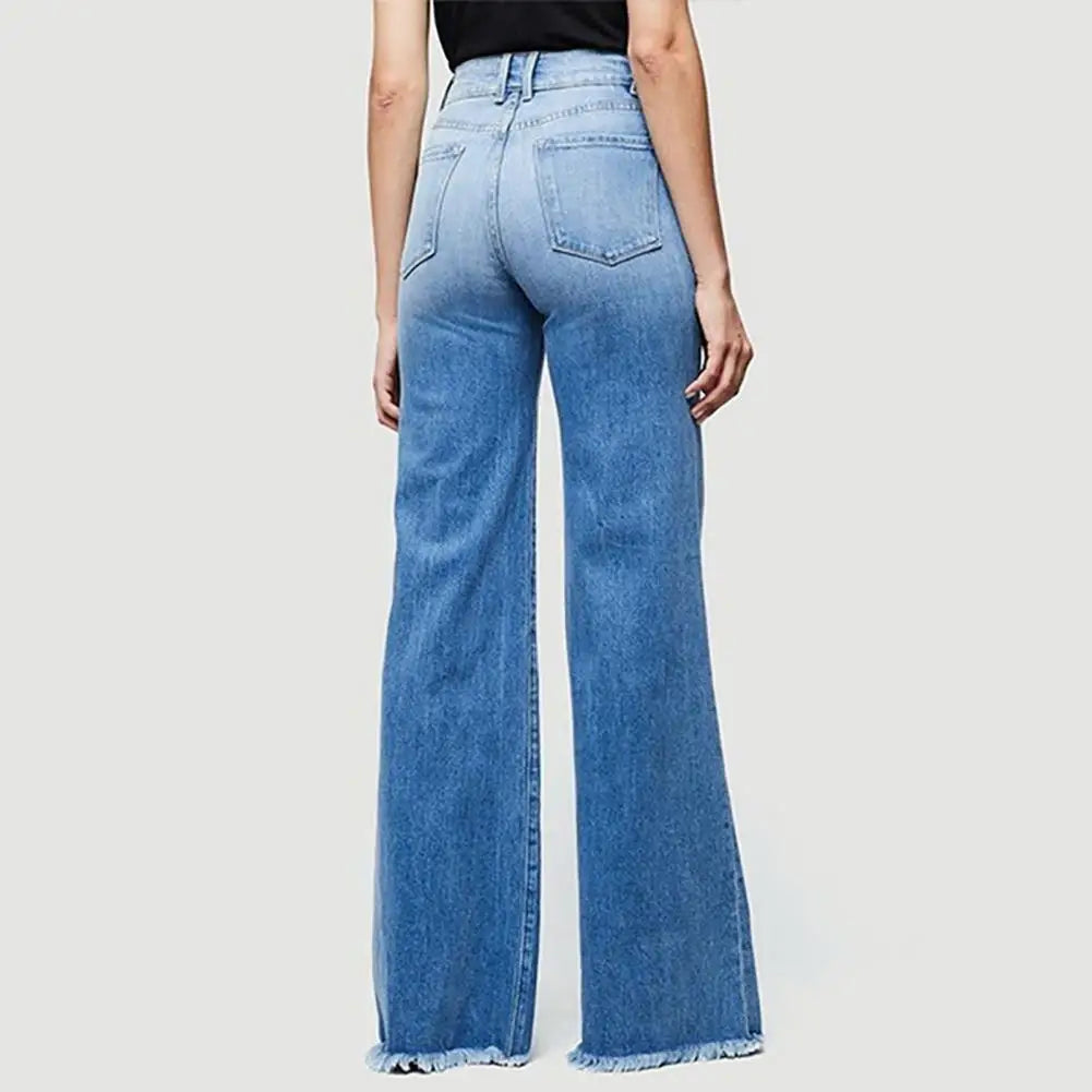 Stylish  Flared Pants Lightweight Retro Mid-Rise Wide Leg Flare Jeans Hip Lifting Straight Flare Jeans Female Clothing