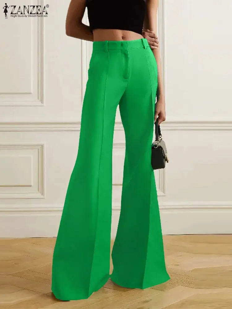 Pantalon Large Femme ZANZEA - Flare, Style Streetwear Vintage à Taille Mi-Haute