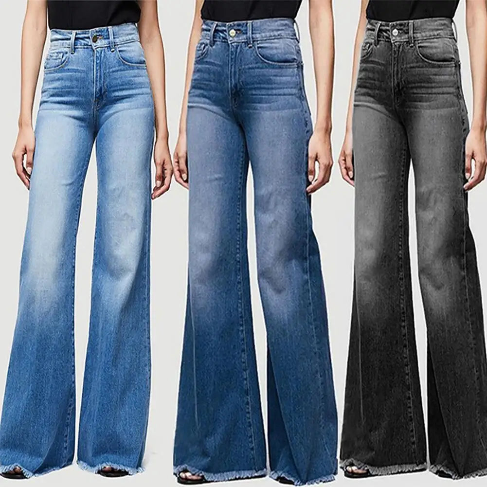 Stylish  Flared Pants Lightweight Retro Mid-Rise Wide Leg Flare Jeans Hip Lifting Straight Flare Jeans Female Clothing